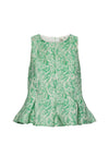 Y.A.S Zane Peplum Jacquard Sleeveless Top, Star White & Green