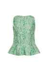 Y.A.S Zane Peplum Jacquard Sleeveless Top, Star White & Green