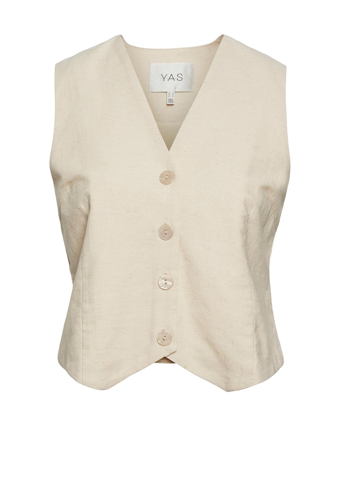 Y.A.S Lima Linen Blend Waistcoat, Buttercream