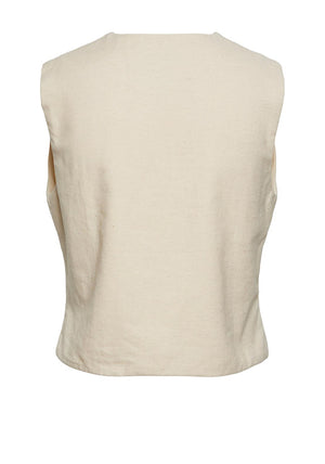Y.A.S Lima Linen Blend Waistcoat, Buttercream