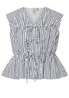 Y.A.S Ebba Striped Tie Front Top, White and Black