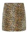 Y.A.S Leonora Leopard Print Denim Mini Skirt, Nomad