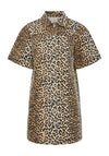 Y.A.S Leonora Leopard Print Denim Shirt Dress, Nomad