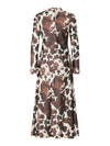 Y.A.S Pella Cow Print Long Sleeve Long Dress, Brown Multi