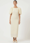 Y.A.S Miamaja Textured Puff Sleeve Long Dress, Ivory