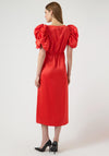 YAS Pella Puff Sleeve Satin Maxi Dress, Red