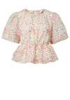 YAS Leanna Embroidered Peplum Top, Pink