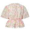 YAS Leanna Embroidered Peplum Top, Pink
