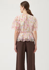 YAS Leanna Embroidered Peplum Top, Pink