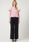 Y.A.S Nille Bubble Hem Peplum Top, Pink