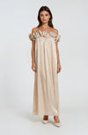 YAS Turino Off Shoulder Maxi Dress, Light Gold