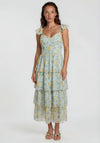 YAS Matiri Floral Tiered Dress, Blue Multi
