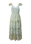 YAS Matiri Floral Tiered Dress, Blue Multi