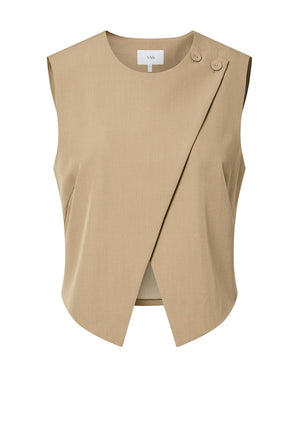 YAS Camia Asymmetric Waistcoat, Beige