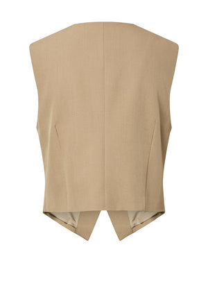 YAS Camia Asymmetric Waistcoat, Beige