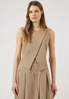 YAS Camia Asymmetric Waistcoat, Beige