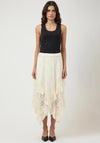 Y.A.S Tukka Lace Frill Midi Skirt, Cream