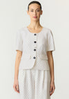 Yas Dotly Polka Dot Button Down Top, Off White