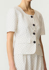 Yas Dotly Polka Dot Button Down Top, Off White