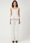 Y.A.S Bluma Embroidered Denim Peplum Top, White