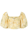 YAS Lemon Short Sleeve Cropped Floral Top, Yellow