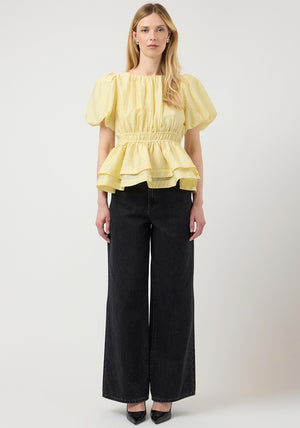 Y.A.S Skyla Elasticated Peplum Top, Yellow