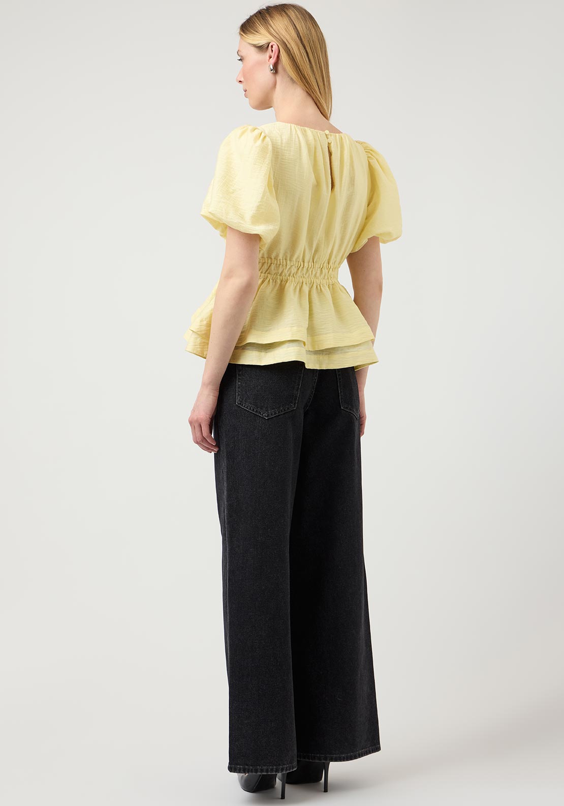 Y.A.S Skyla Elasticated Peplum Top, Yellow