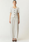 Yas Dotly Polka Dot Barrel Trousers, Off White