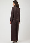 YAS Ella Scarf Detail V Neck Blouse, Chocolate Brown