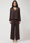 YAS Ella Scarf Detail V Neck Blouse, Chocolate Brown