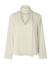 YAS Ella Scarf Detail V Neck Blouse, Off White