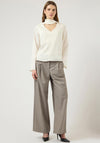 YAS Ella Scarf Detail V Neck Blouse, Off White