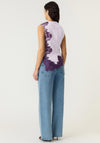 Yas Pella Satin Lace Trim Asymmetric Top, Lilac