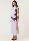Yas Pella Satin Lace Trim Asymmetric Top, Lilac