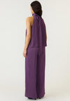 Yas Pella Satin Scarf Detail Top, Purple