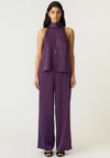 Yas Pella Satin Scarf Detail Top, Purple