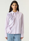Yas Rosa Corsage Striped T-Shirt, Lilac