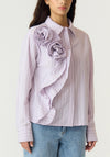 Yas Rosa Corsage Striped T-Shirt, Lilac