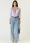Yas Rosa Corsage Striped T-Shirt, Lilac