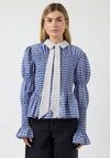 YAS Long Sleeve Checkered Smock Shirt, Blue Multi
