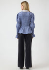 YAS Long Sleeve Checkered Smock Shirt, Blue Multi