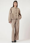 YAS Casual Drawstring Wide Leg Trousers, Beige