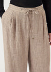 YAS Casual Drawstring Wide Leg Trousers, Beige