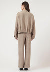 YAS Casual Drawstring Wide Leg Trousers, Beige
