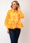Y.A.S Eloise Iridescent Frill Blouse, Orange