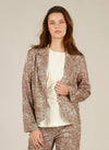 Yest Animal Print Faux Pocket Blazer, Beige