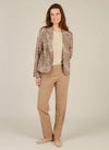 Yest Animal Print Faux Pocket Blazer, Beige
