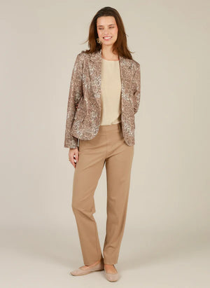 Yest Animal Print Faux Pocket Blazer, Beige