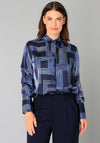 Yest Bibiana Geometric Shiny Shirt, Navy