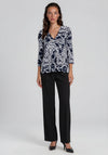 Yest Geometric Print V-Neck Top, Navy